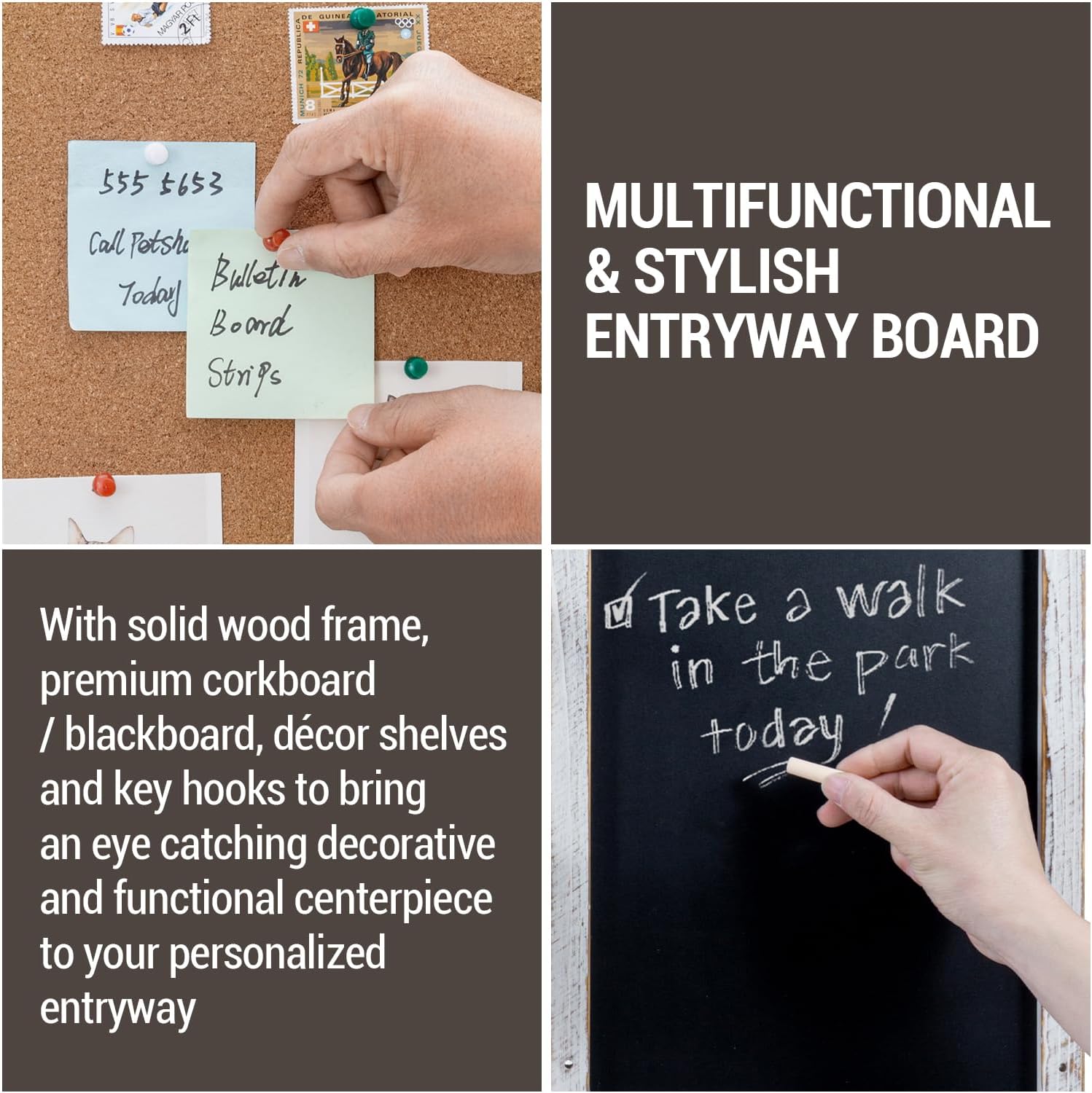 Shabby Chalkboard Corkboard Wall Organizer Combo Set