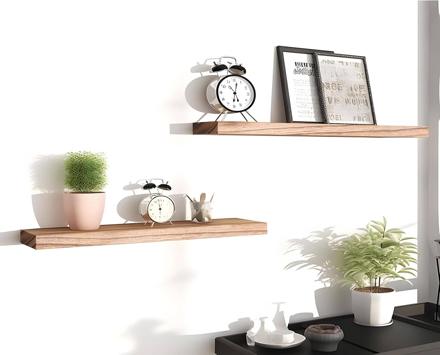 PHPH Wood Floating Shelves Set of 6 17 Inch Light Brown