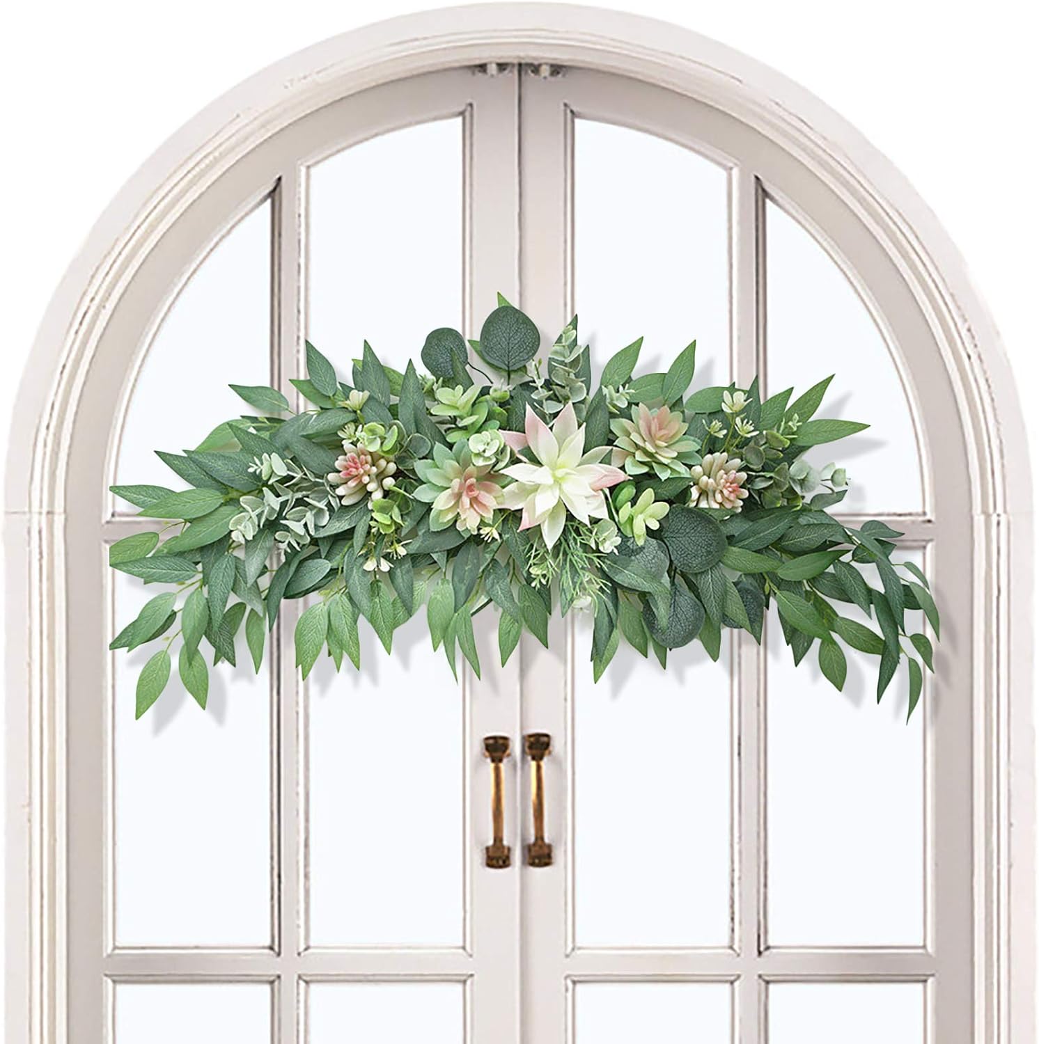 276 Inch Artificial Succulent Swag with Eucalyptus Leaves