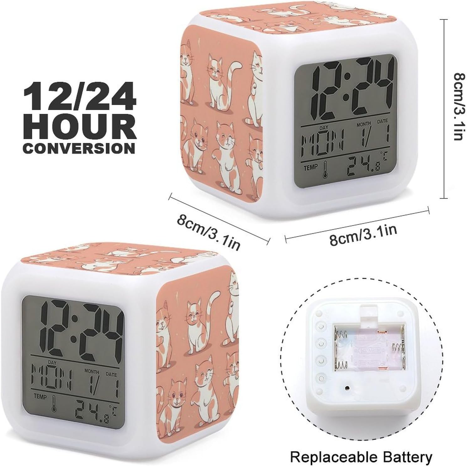 7 Color Changing Alarm Clock with LED Display