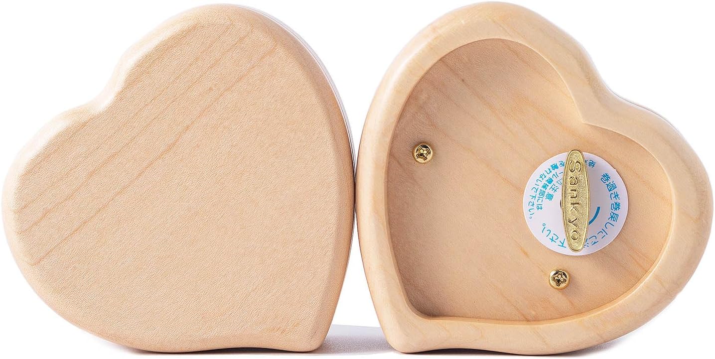 Heart Shape Wooden Music Box with Mirror Mechanism