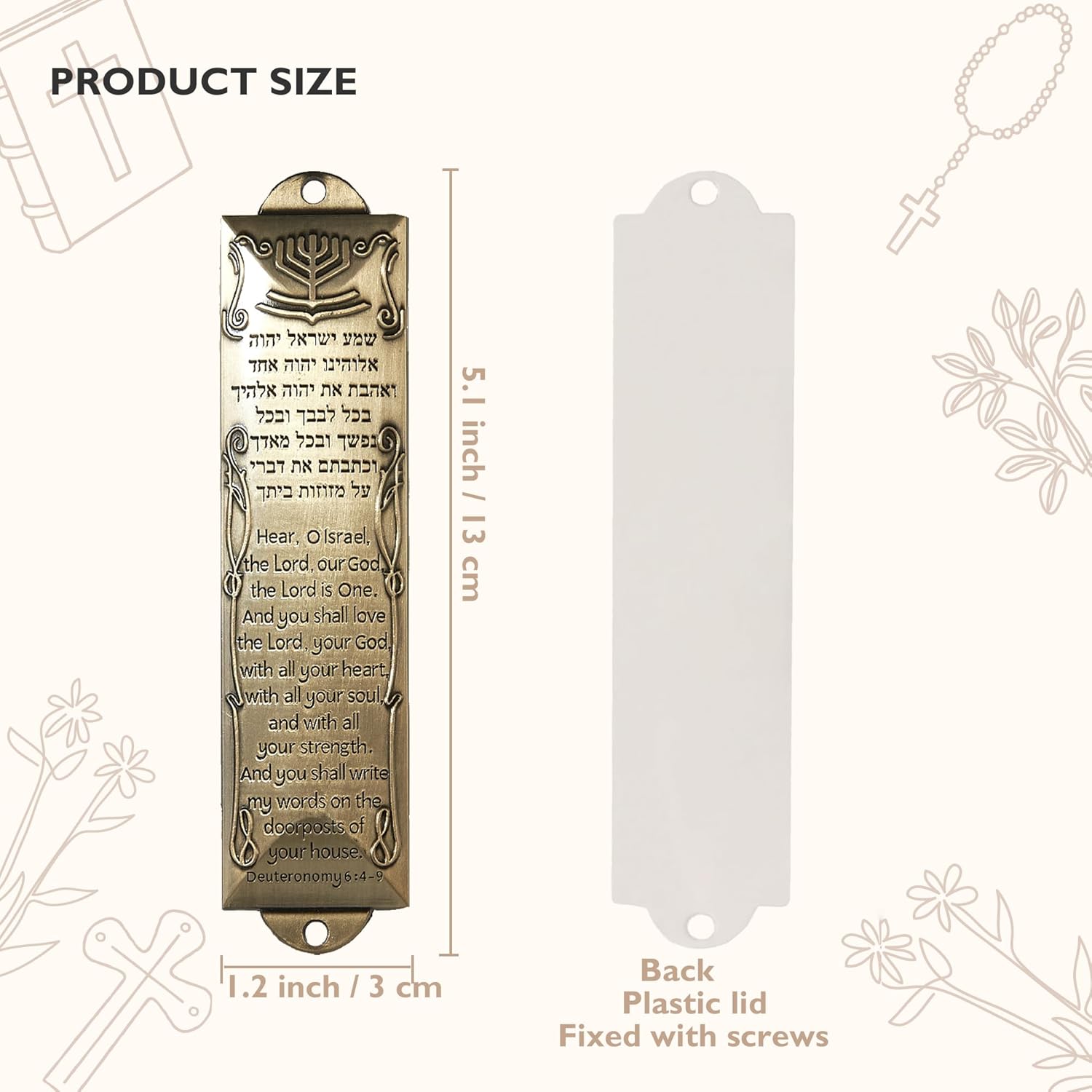 CAMATET Mezuzah with Scroll 2 Sets Antique Gold Silver