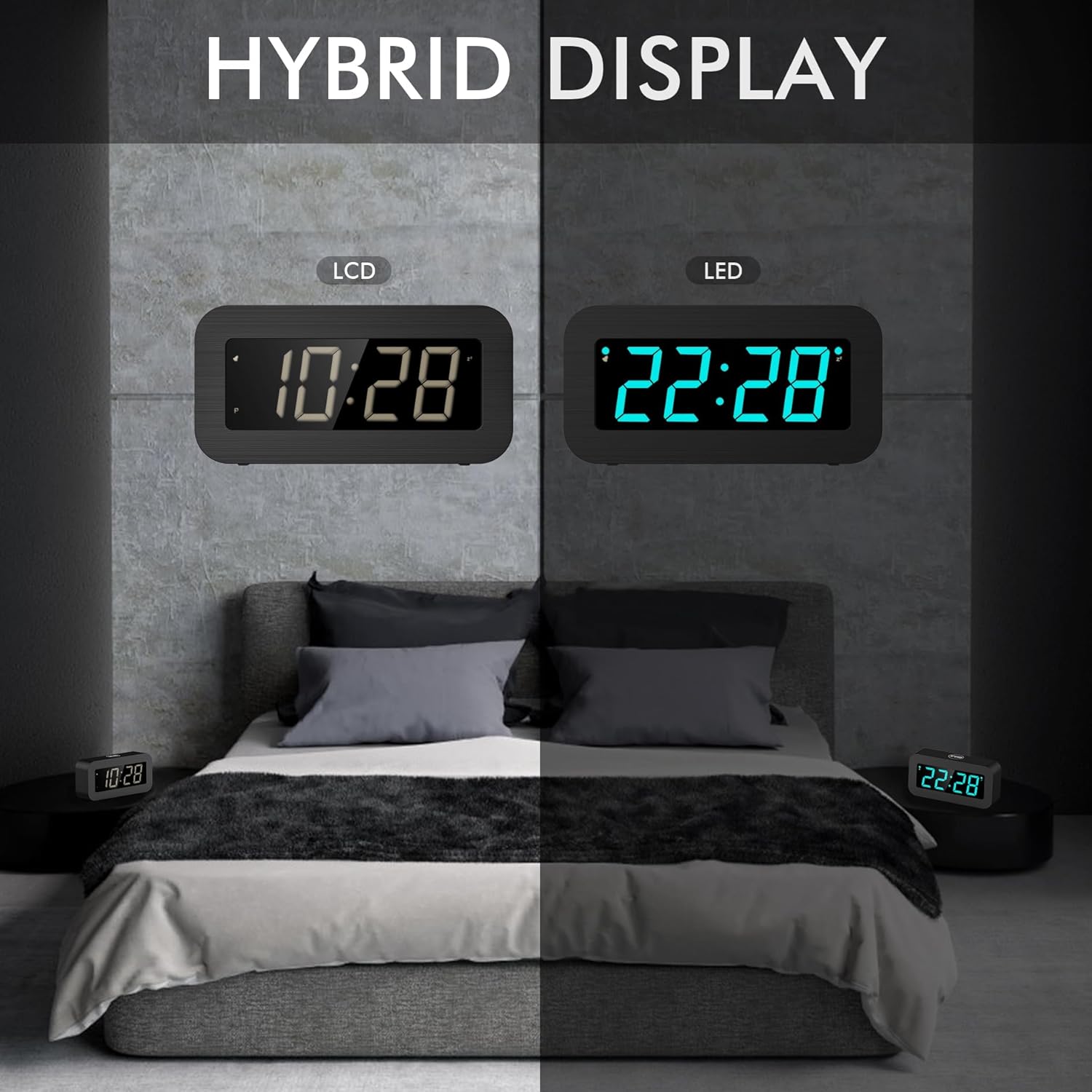 T-FAMY Digital Alarm Clock with LED LCD Display