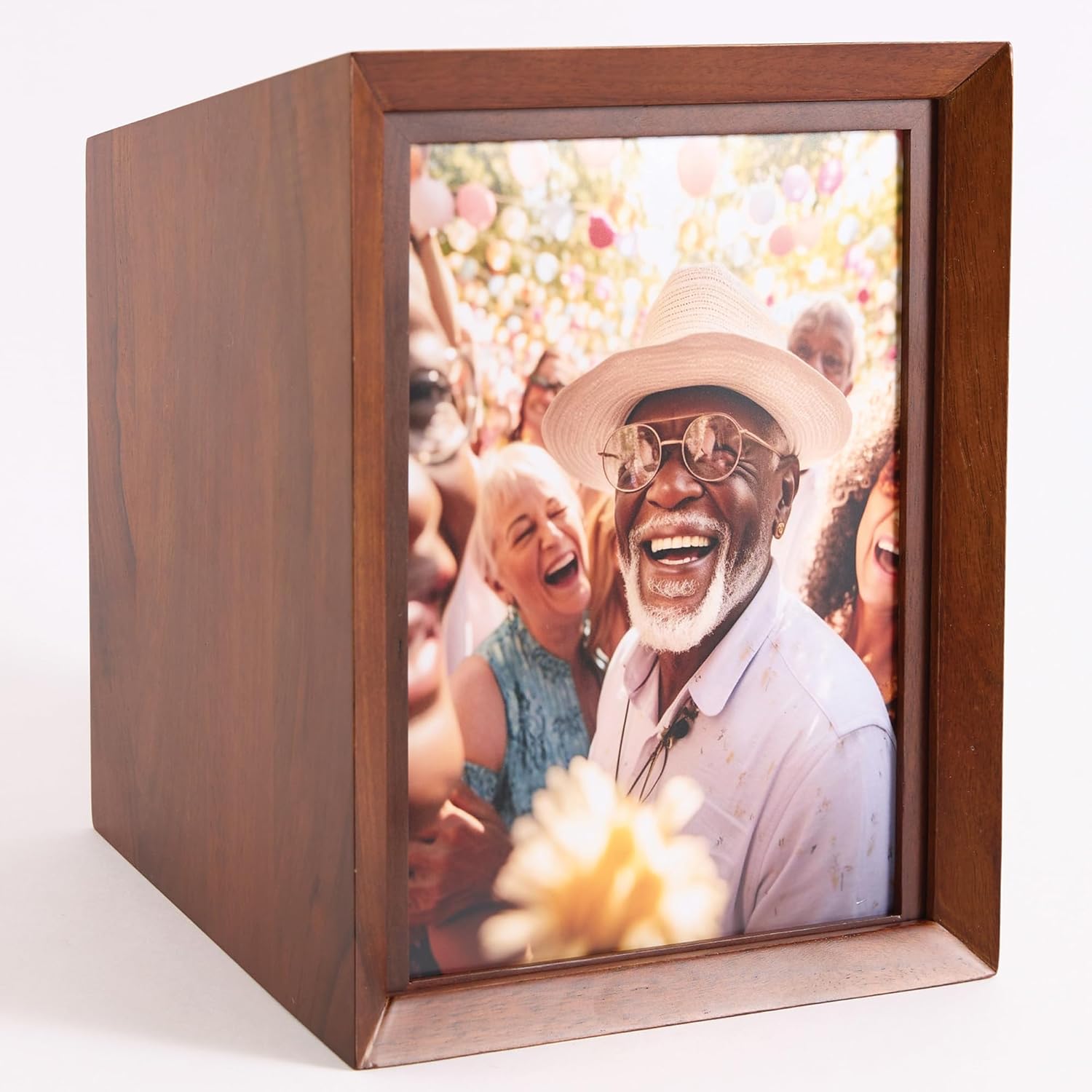 Aspen Studio Photo Urn Walnut Wooden Urn with Picture Frame
