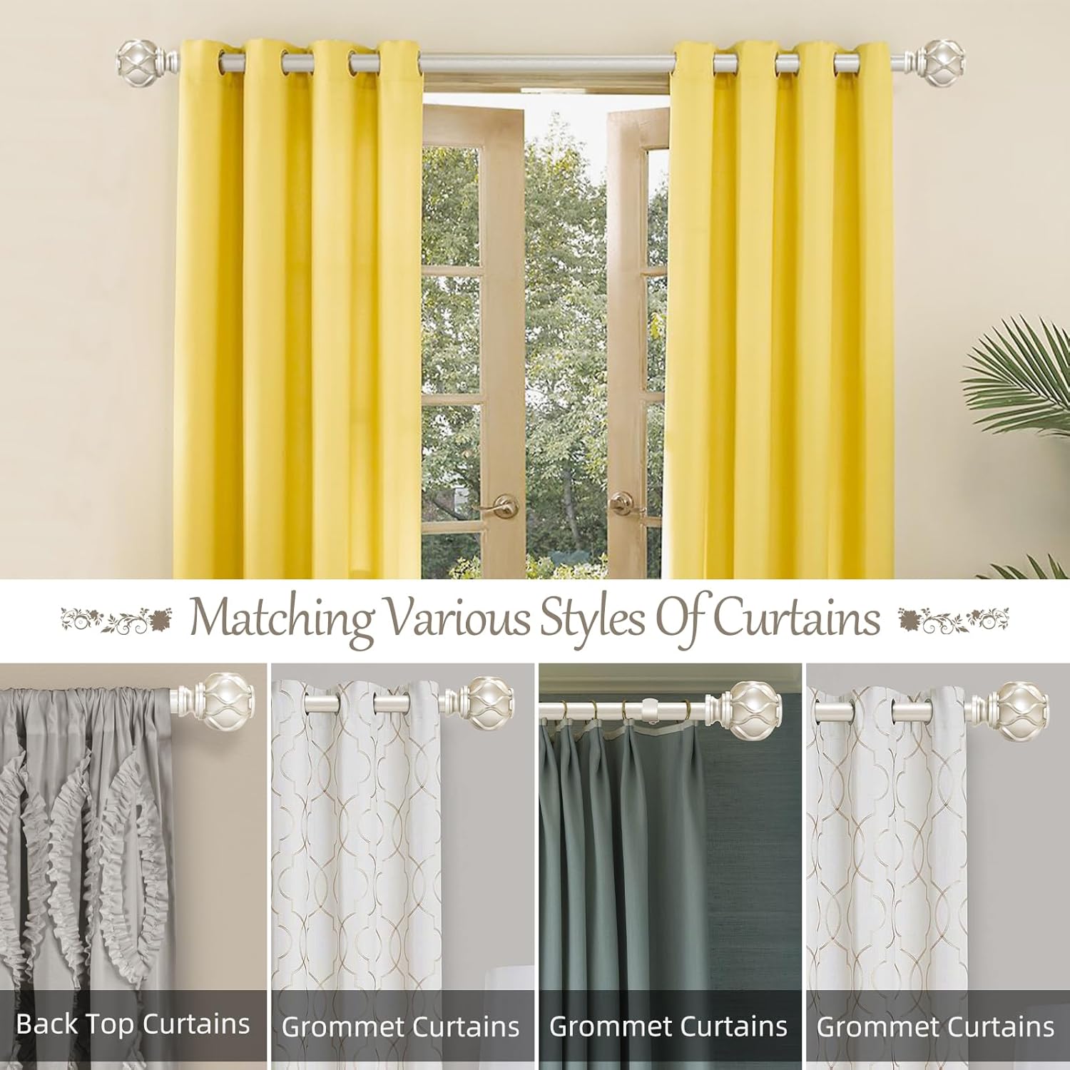 Champagne Gold Curtain Rod for Windows 28-48 Inches