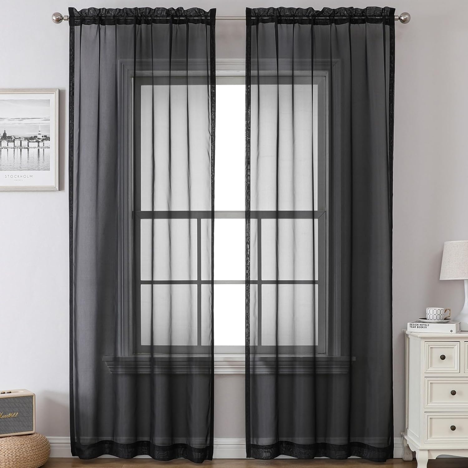 Airwill Sheer Curtains 84 Inches Length 2 Panel Set