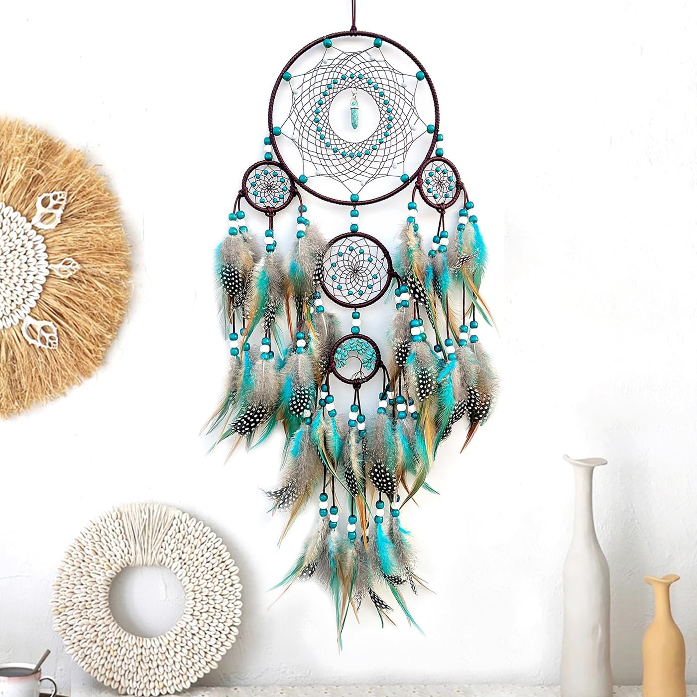 Handmade Woven Turquoise Dream Catcher Wall Hanging Decor