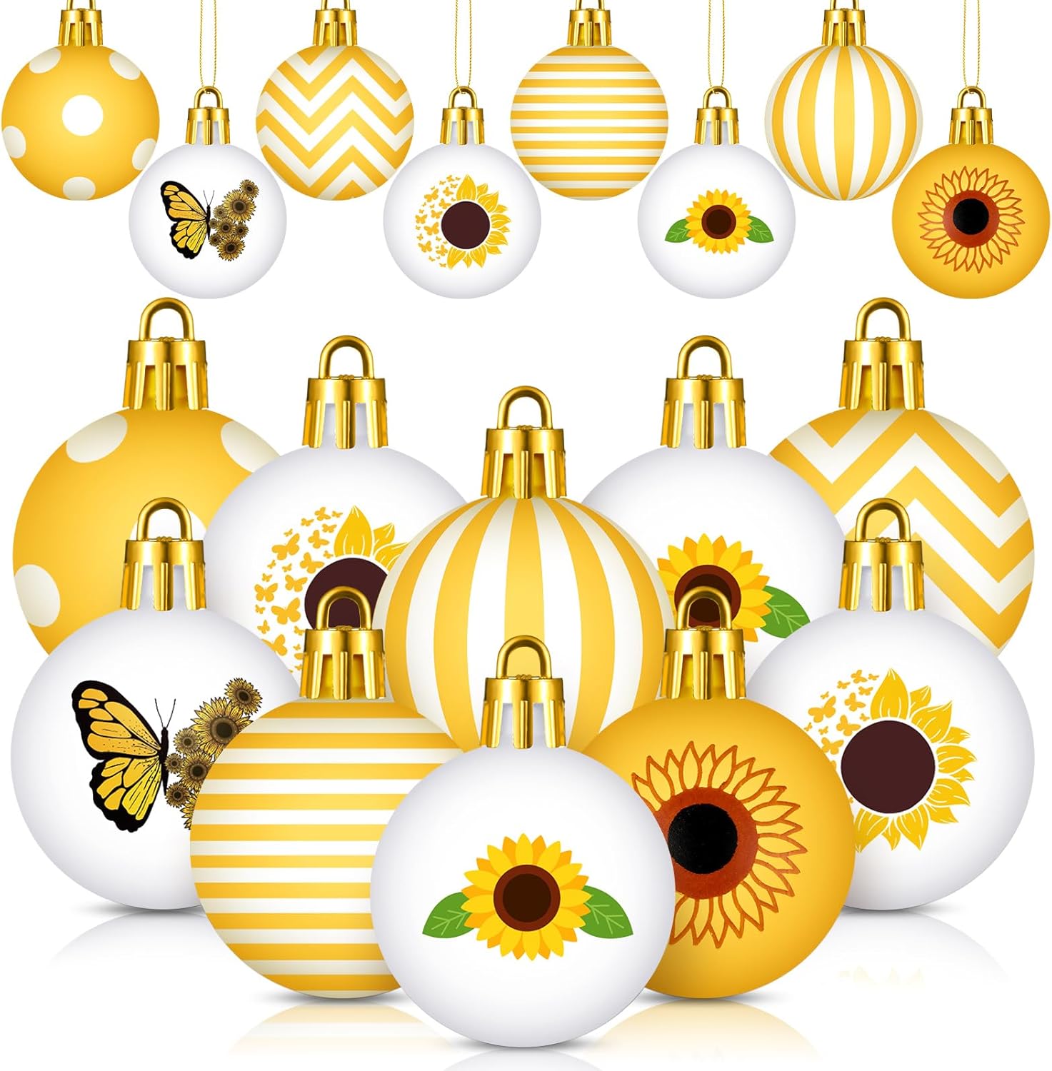 Barydat 24 Pcs Yellow Sunflower Hanging Decorations
