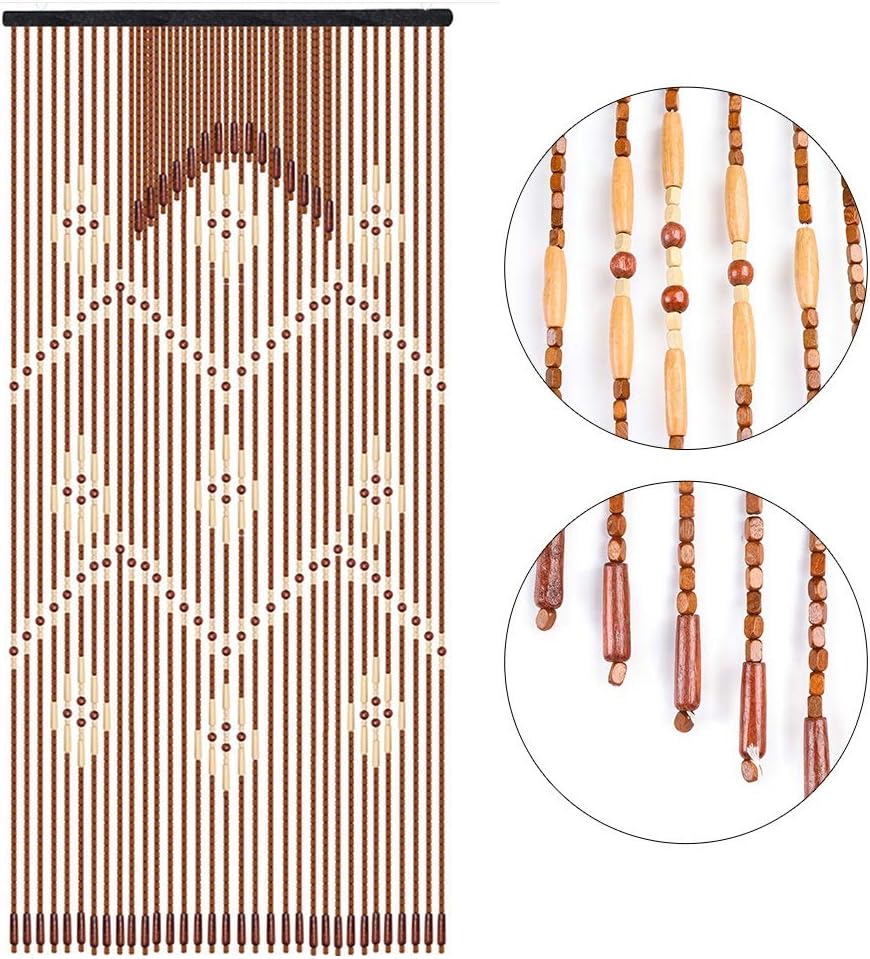 CNCEST Wooden Bead Curtain 32 Lines 90x175cm