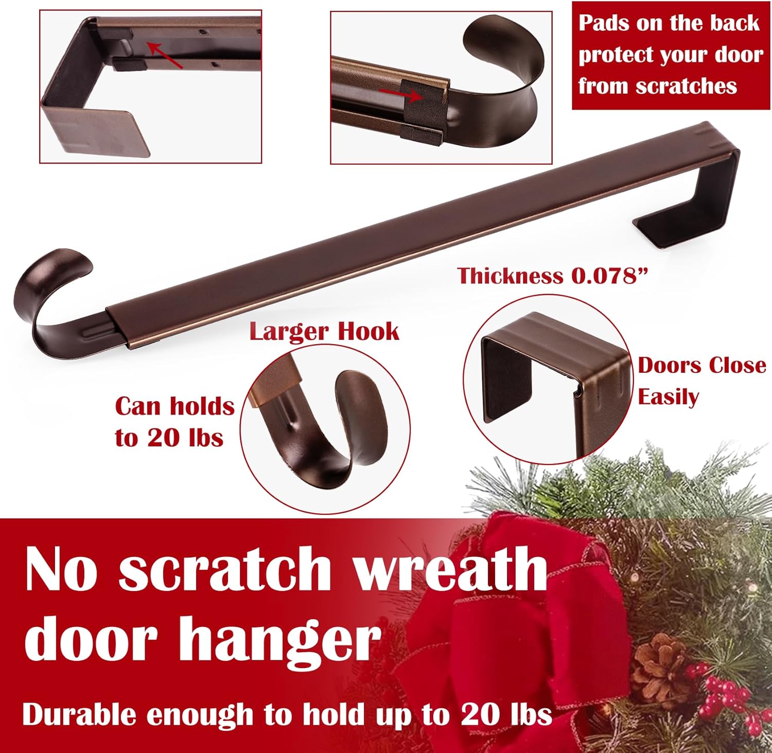 Adjustable Metal Wreath Hanger Door Hook