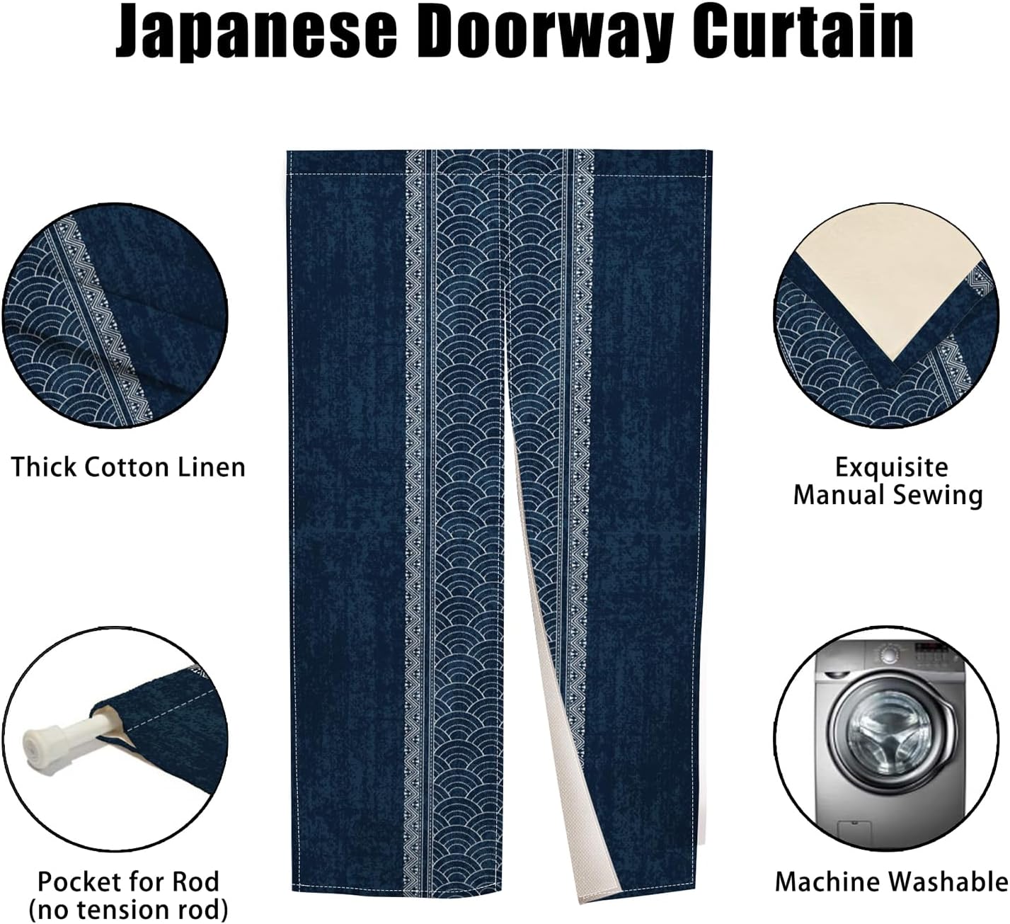 Royal Blue Noren Door Curtain 335 x 559 Inches