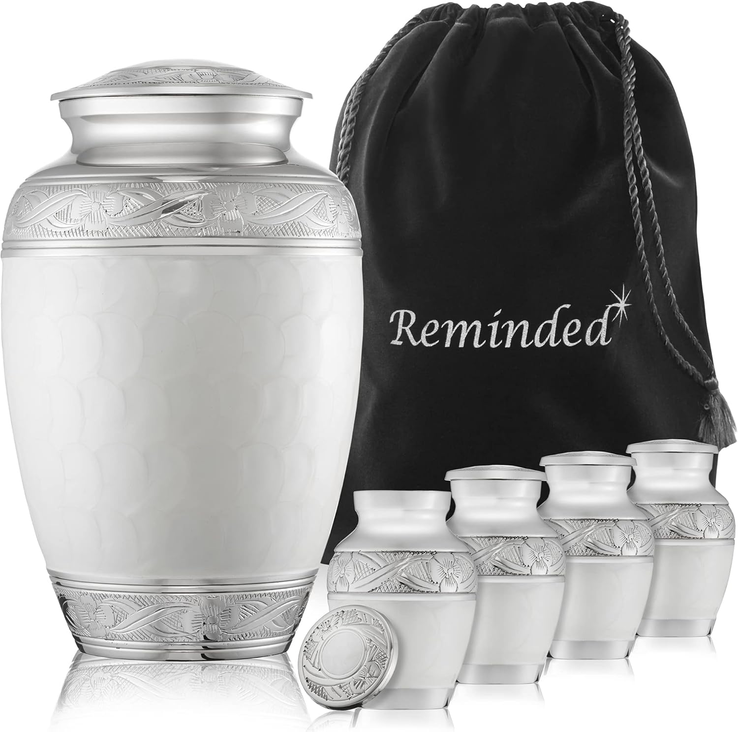 Reminded 5 Piece Decorative Cremation Urns Set - White