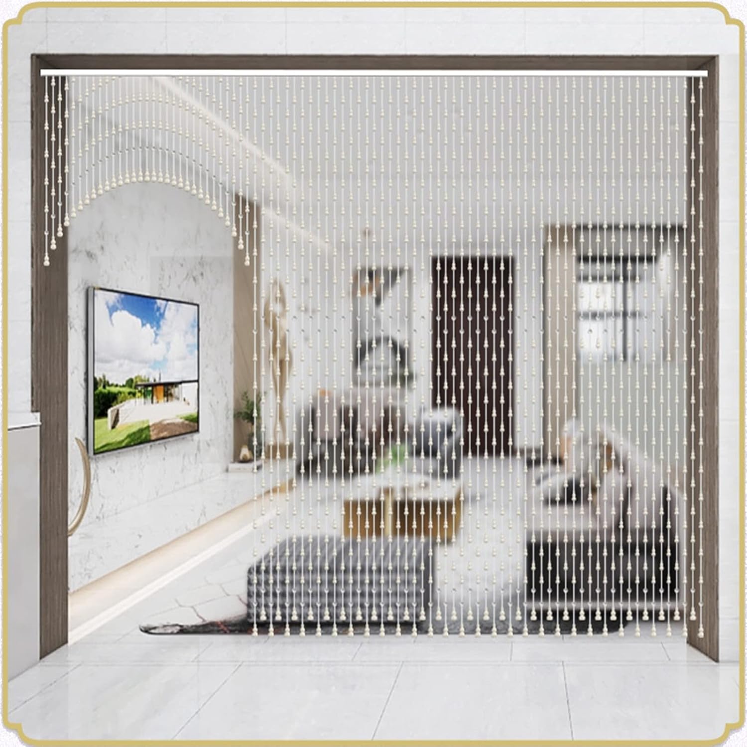 Beaded Partition Curtain Natural Wooden Beads Door Divider