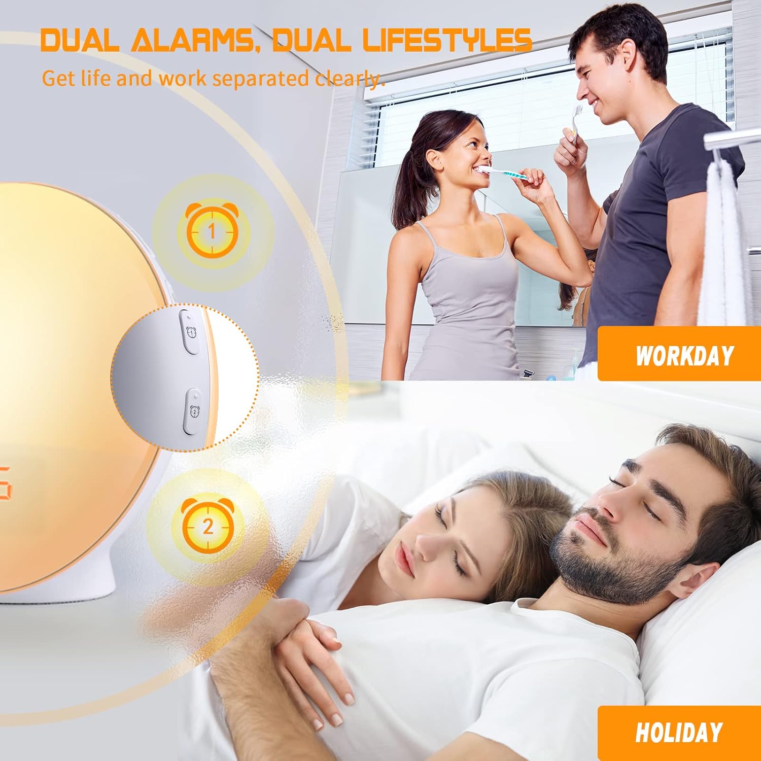 Sinopeace Sunrise Alarm Clock with Dual Alarms and Charging Port