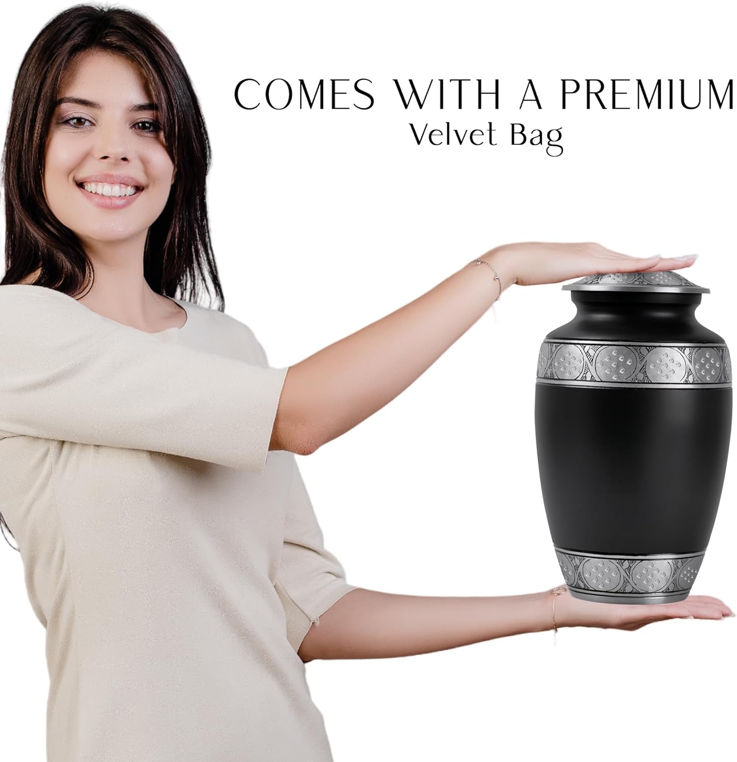 Yatskia Black Large Metal Urn for Adult Ashes