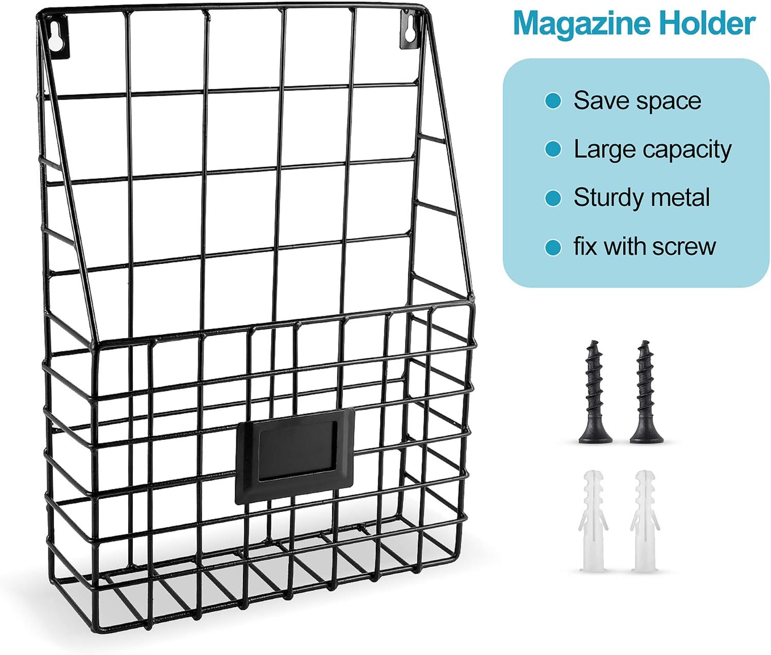 WantuSee Metal Wire Magazine Holder for Wall Mounting Black