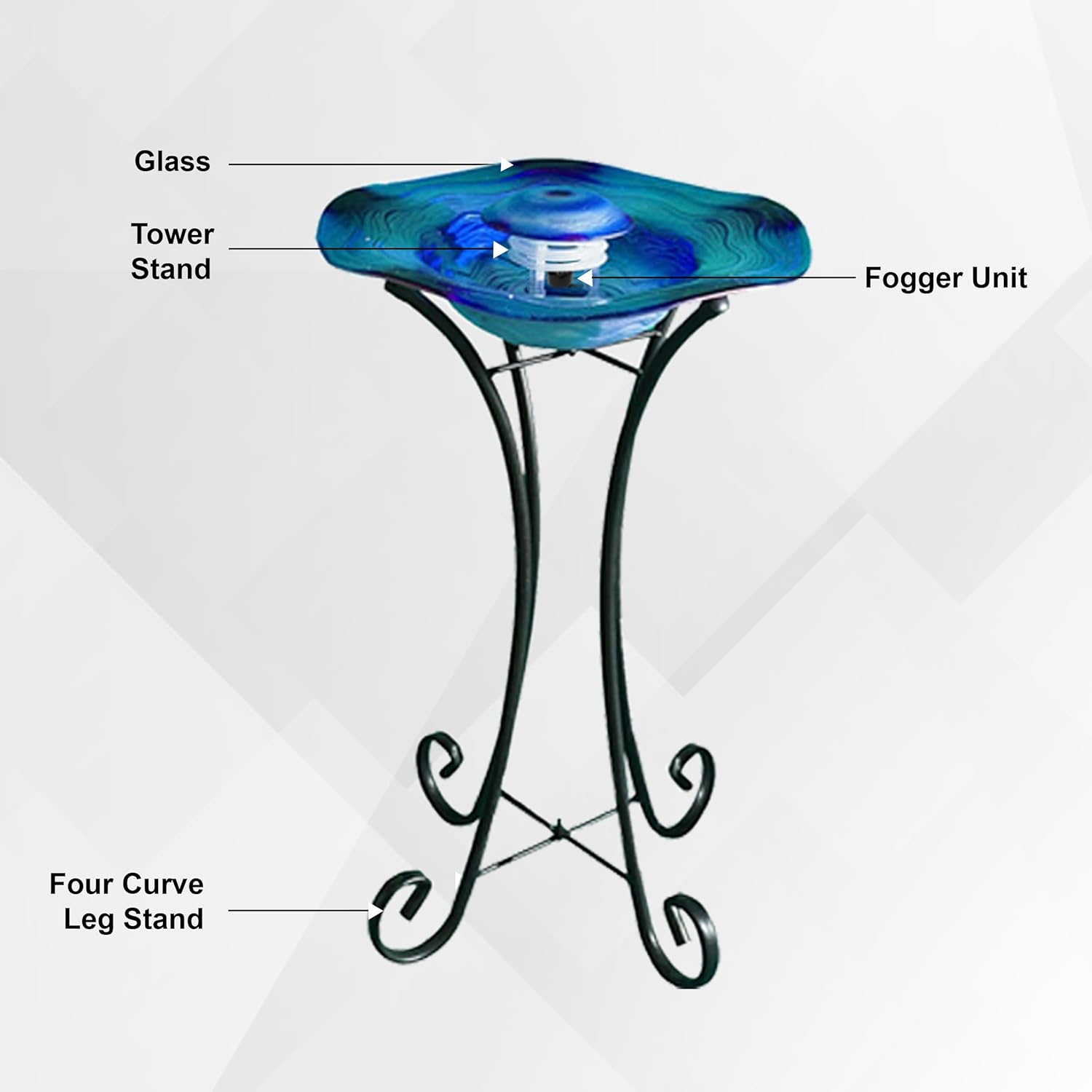 XBrand Canary Floor Mist Fountain with Blue Light