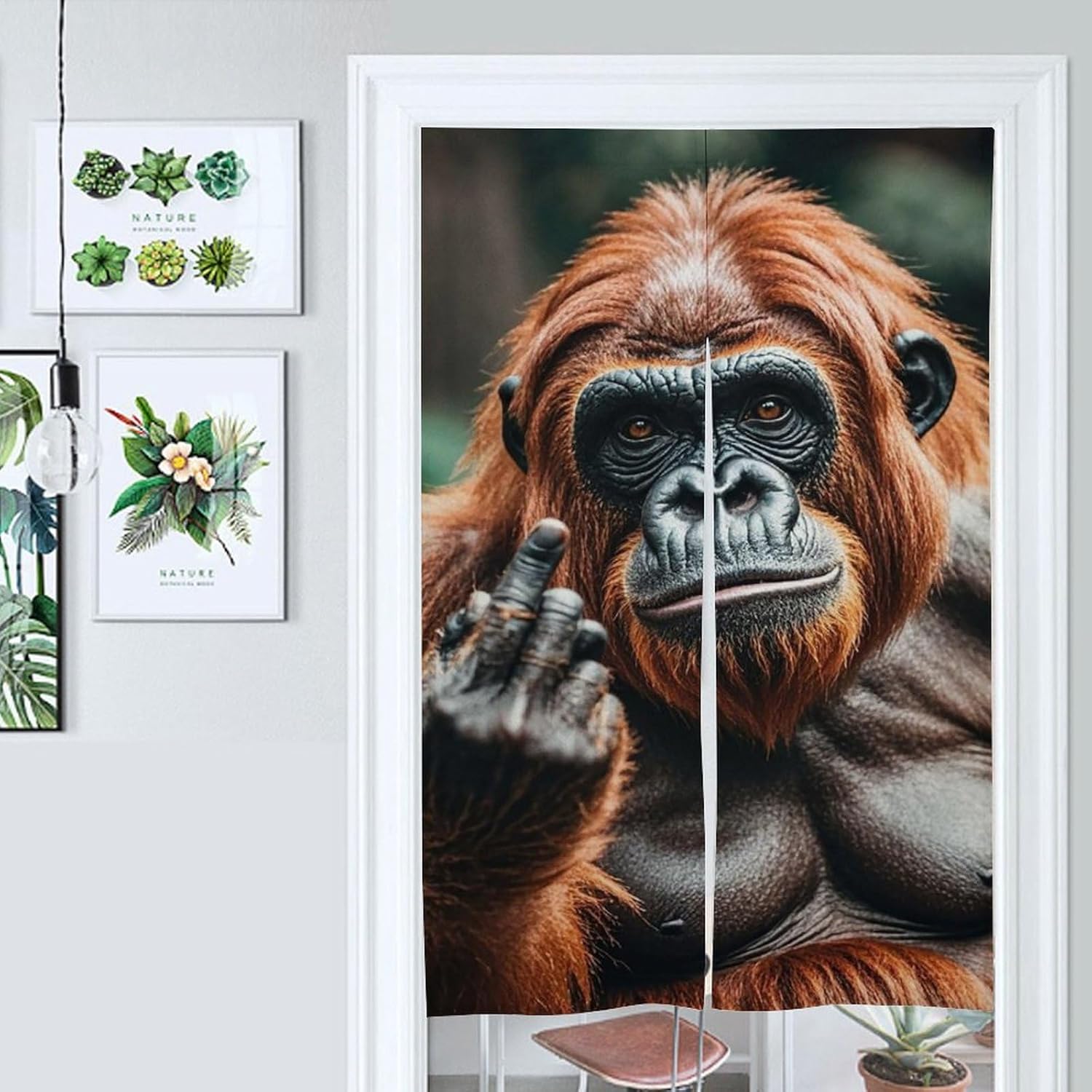 Gorillas Door Curtain Panel 17x57 Inch Split Door Divider