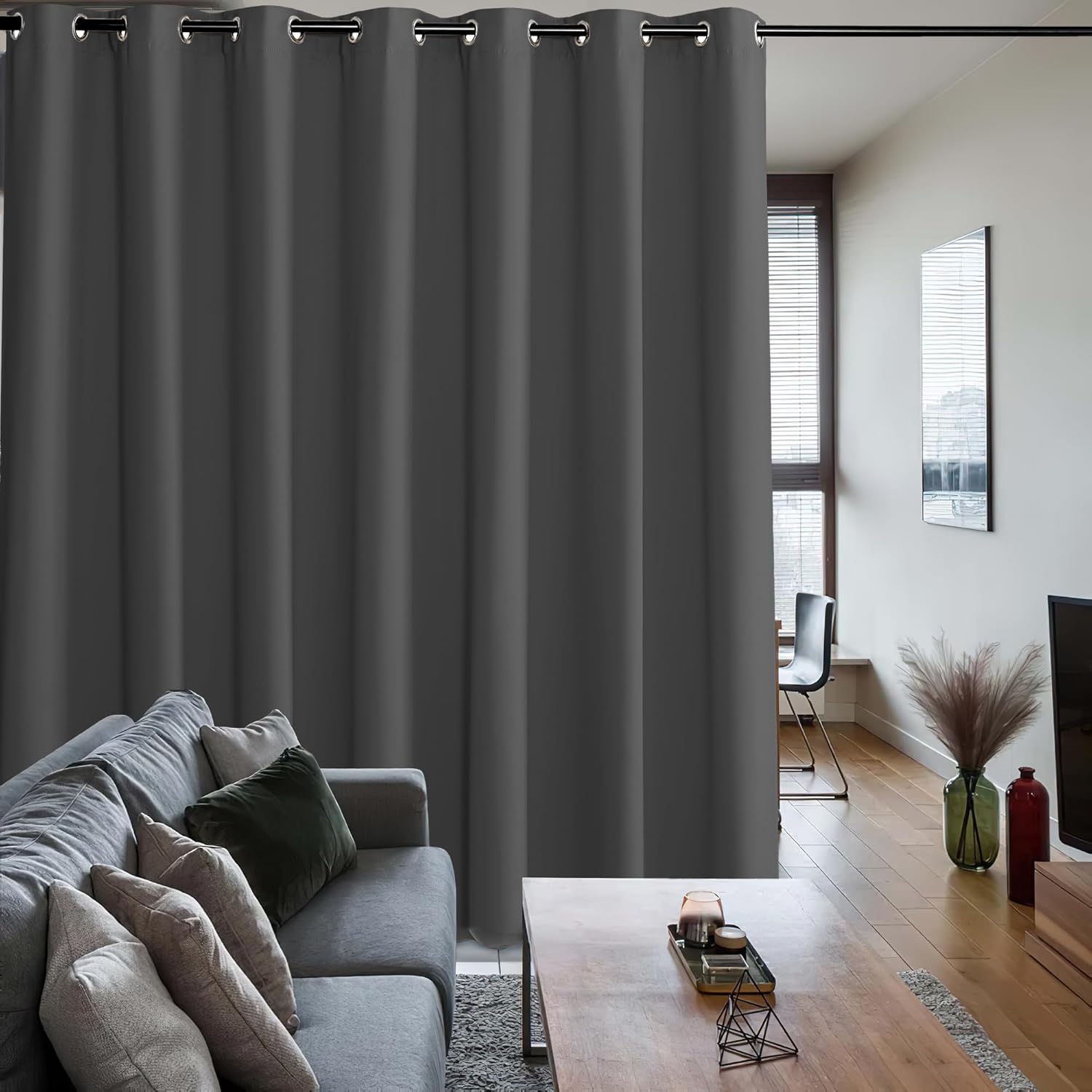 RYB HOME Blackout Curtains - 100x84 Grey Panels