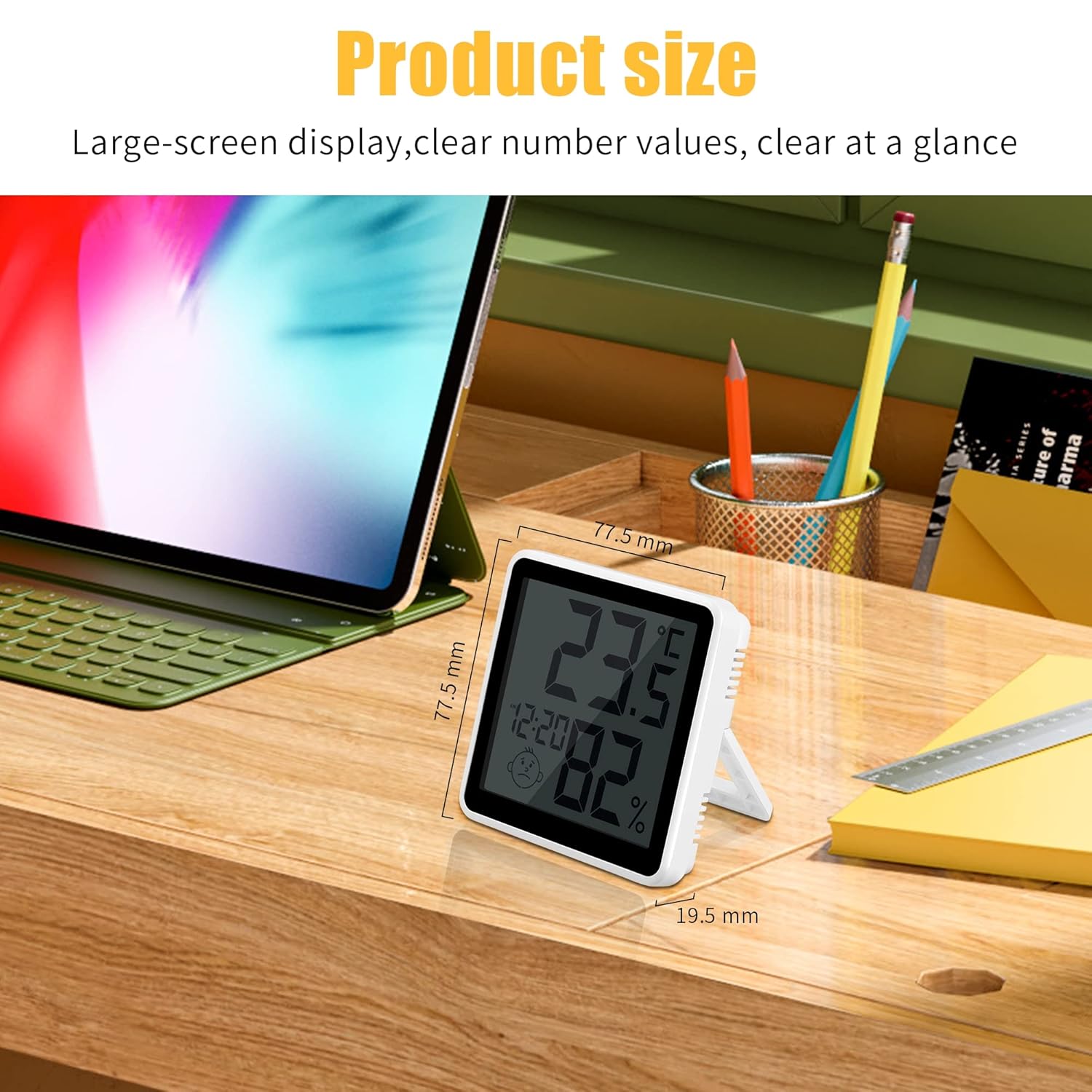 Indoor Thermometer Hygrometer with Alarm Clock Display
