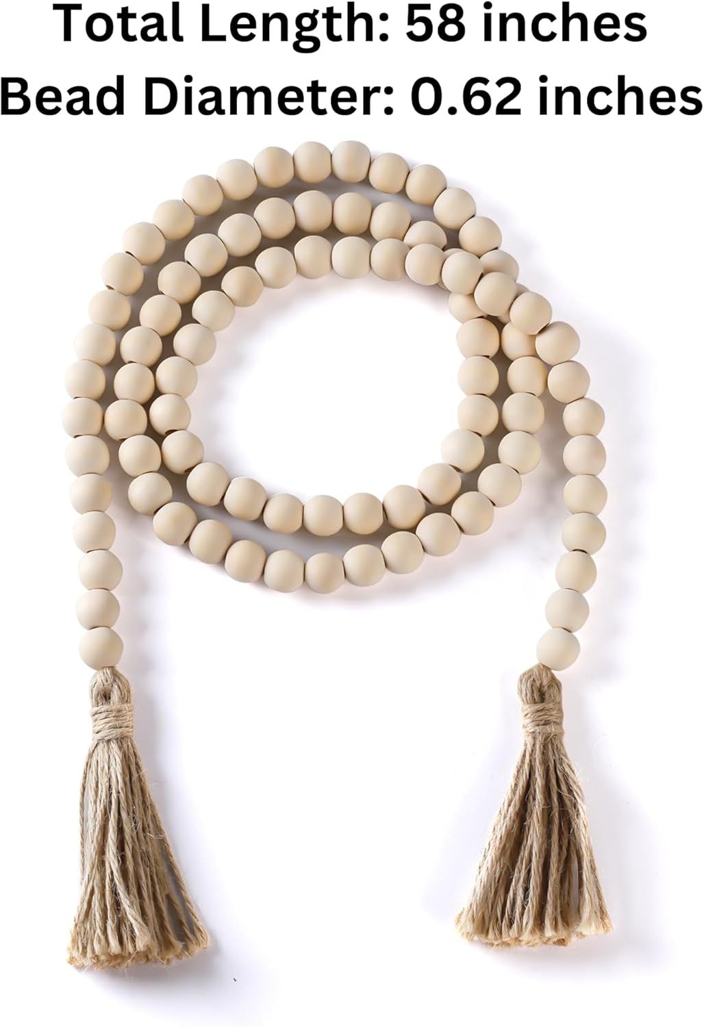 Handcrafted Wood Beads Tassel Garland - 58 Inches Boho Decor