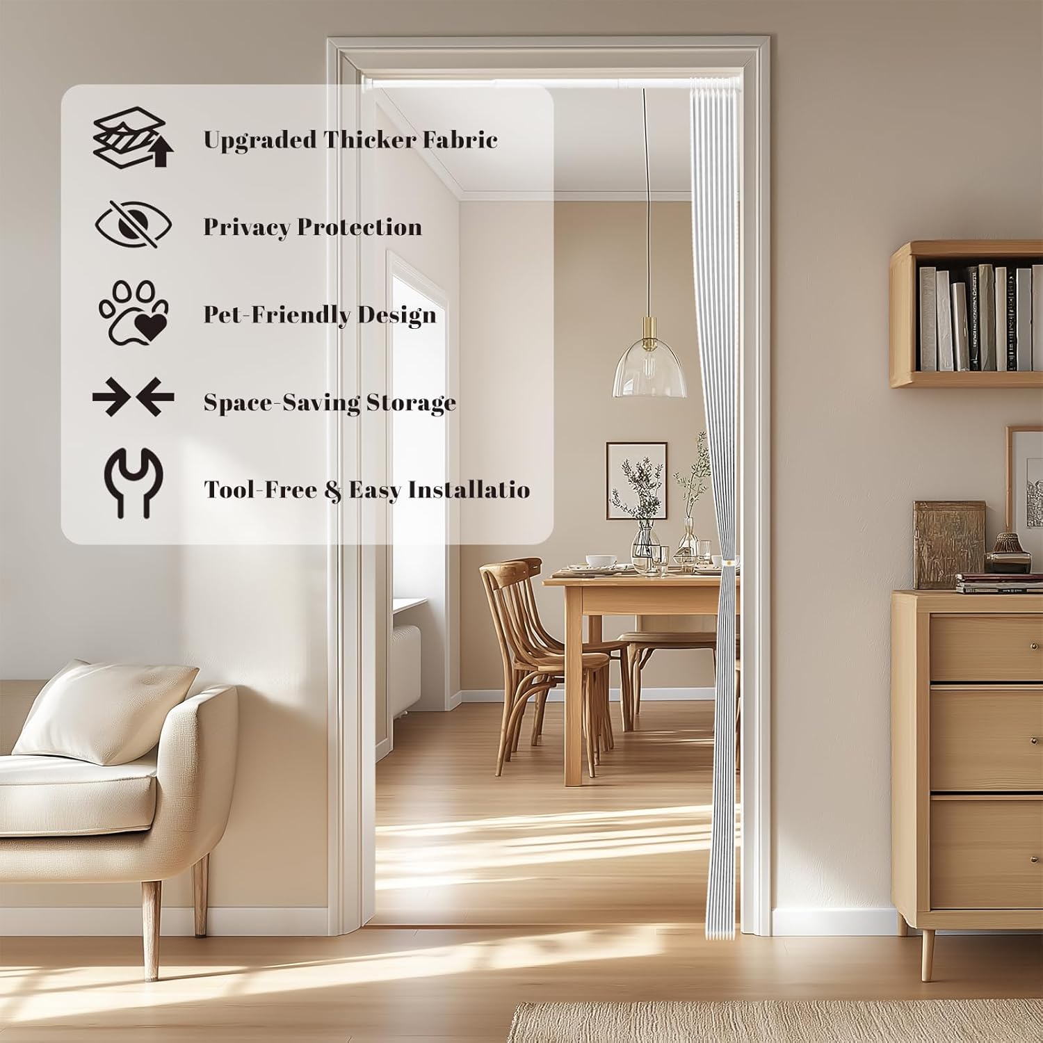 AJAZZ Magnetic Door Curtain Accordion Door Set
