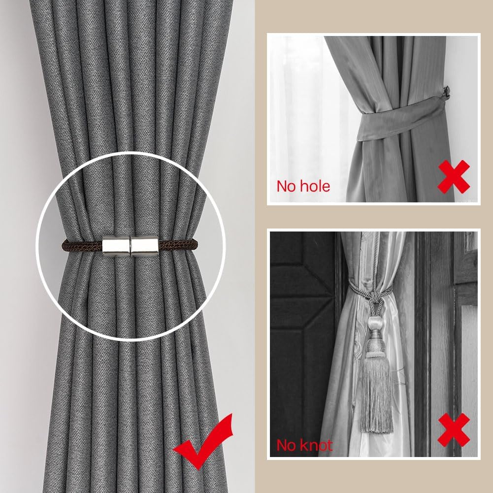 NICEEC 4 Pack Magnetic Curtain Tiebacks Modern Elegant Design