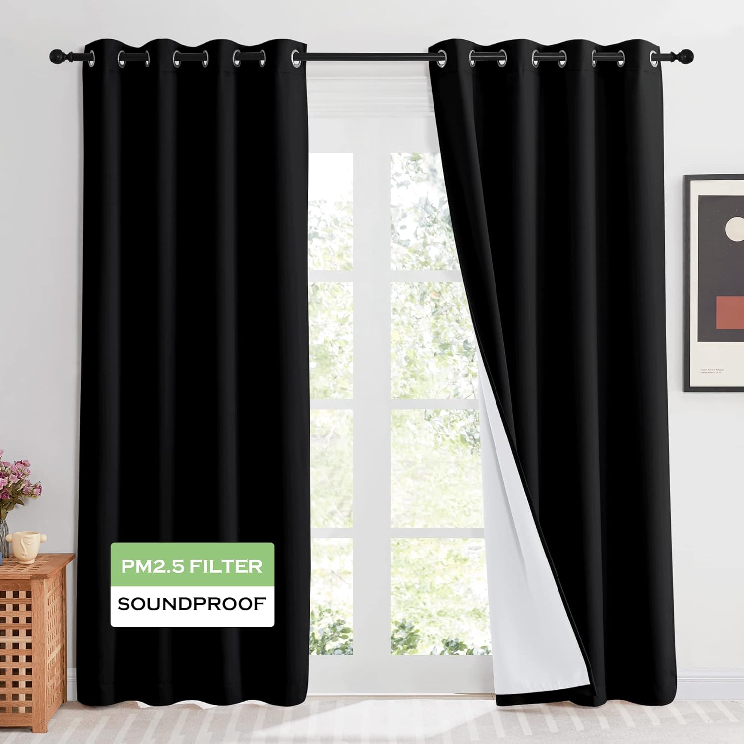 KGORGE 4-in-1 Soundproof Anti Dust Blackout Curtains 2 Panels