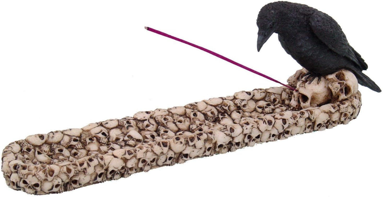 Black Raven Incense Holder on Skull Mound Statue