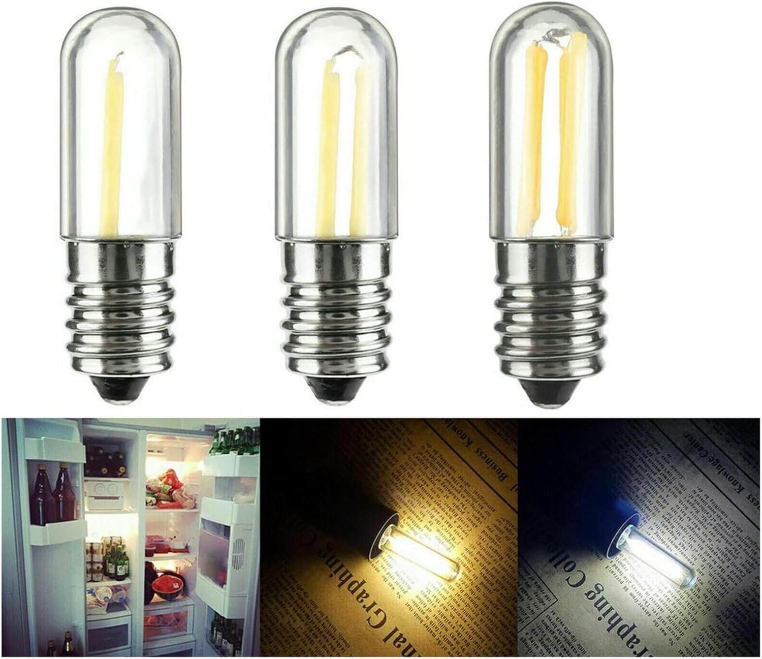 10Pcs Dimmable Mini E14 E12 LED Filament Bulbs Warm White Lighting