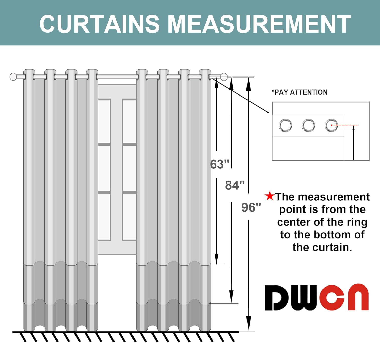 DWCN Blackout Curtains with Sheer Overlay 52 Wx84 L