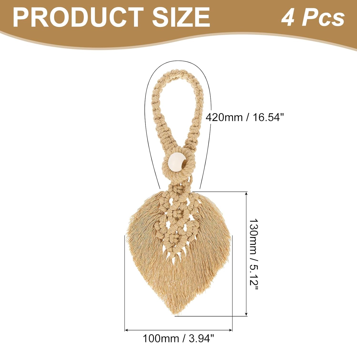 Uxcell 4 Pack Tassel Curtain Tiebacks Bohemian Leaf Design Brown