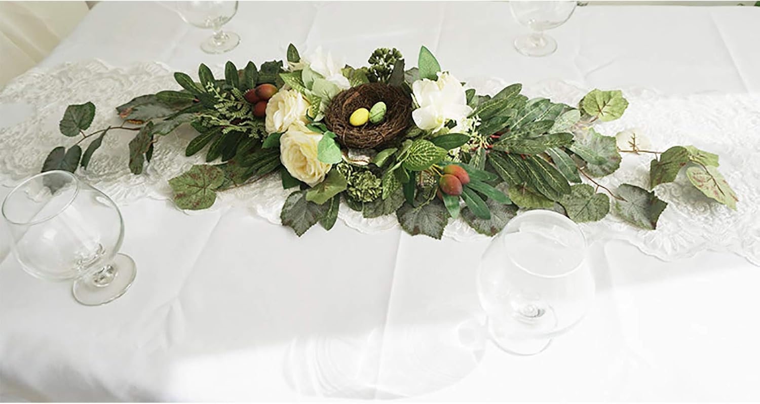 MOTUZP 307 Inch Spring Greenery Swag Wreath