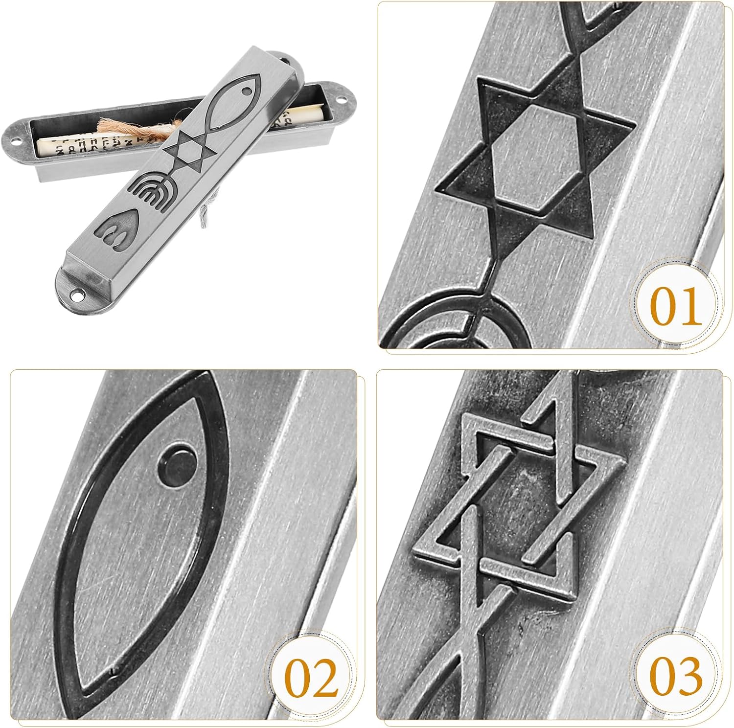 2pcs Pewter Mezuzah with Scroll for Door