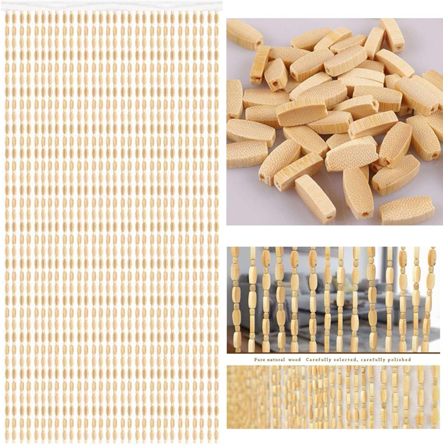 Bamboo Beaded Door Curtain for Living Room Entryway