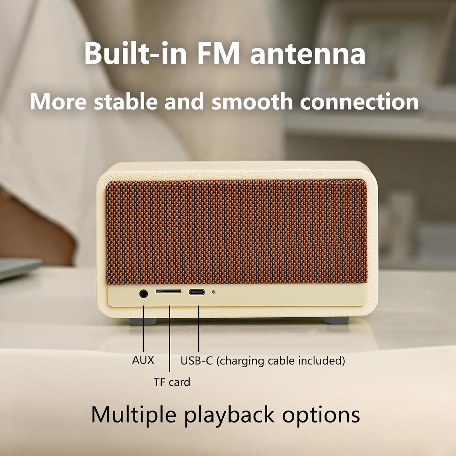 5-in-1 Bluetooth Speaker with Alarm Clock and Thermometer