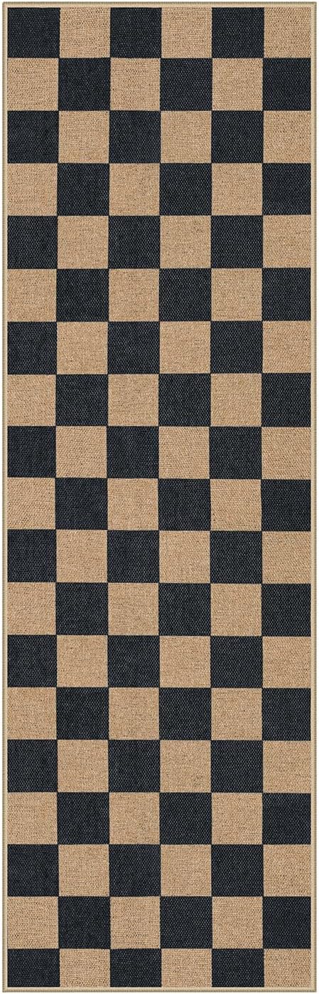 Lahome Checkered Jute Inspired Rug 2x8