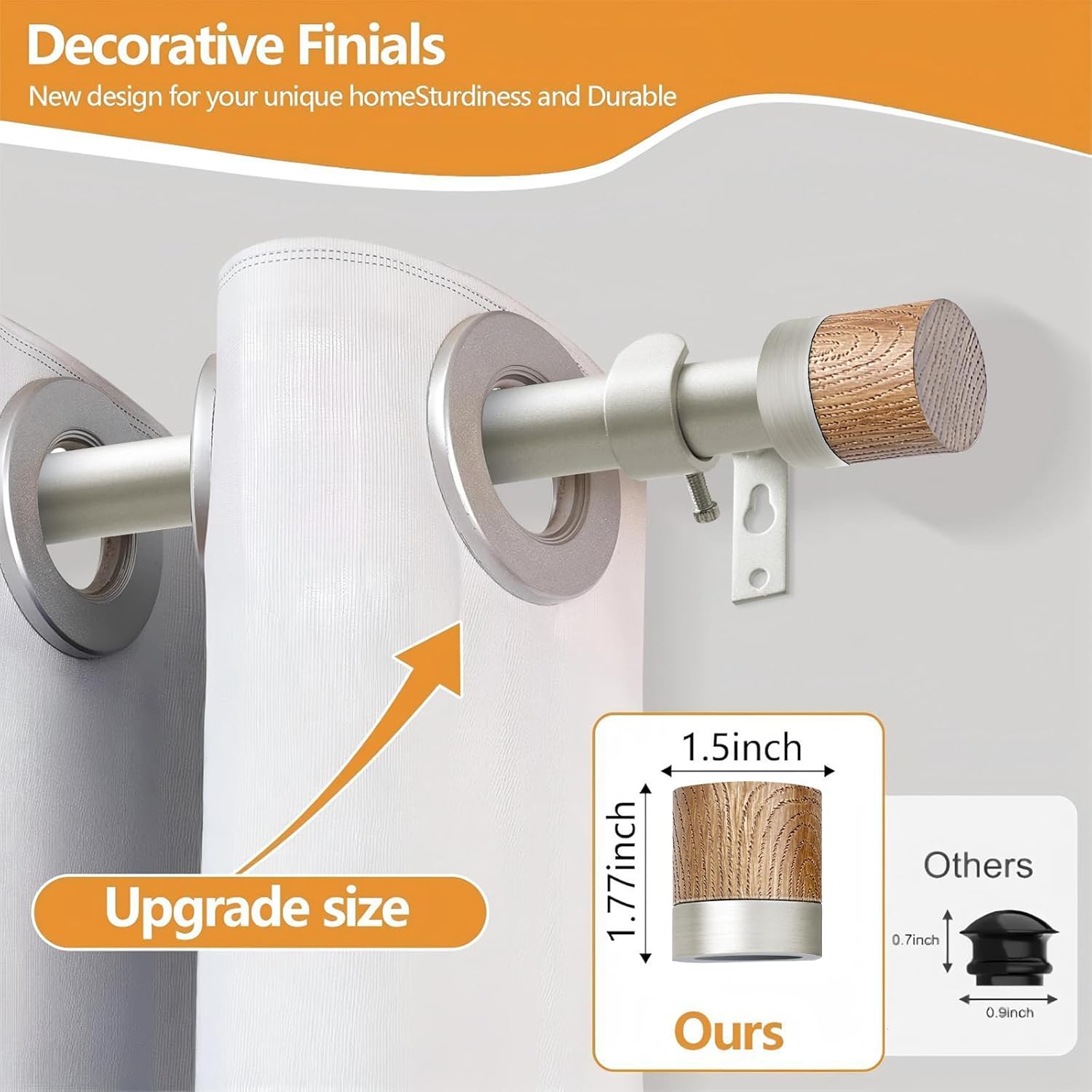 QITERI 1 Inch Heavy Duty Curtain Rods 48-84 Inches