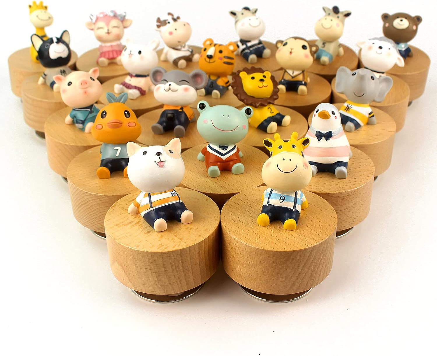 SOFTALK Cute Little Animal Wooden Music Box - You are My Sunshine