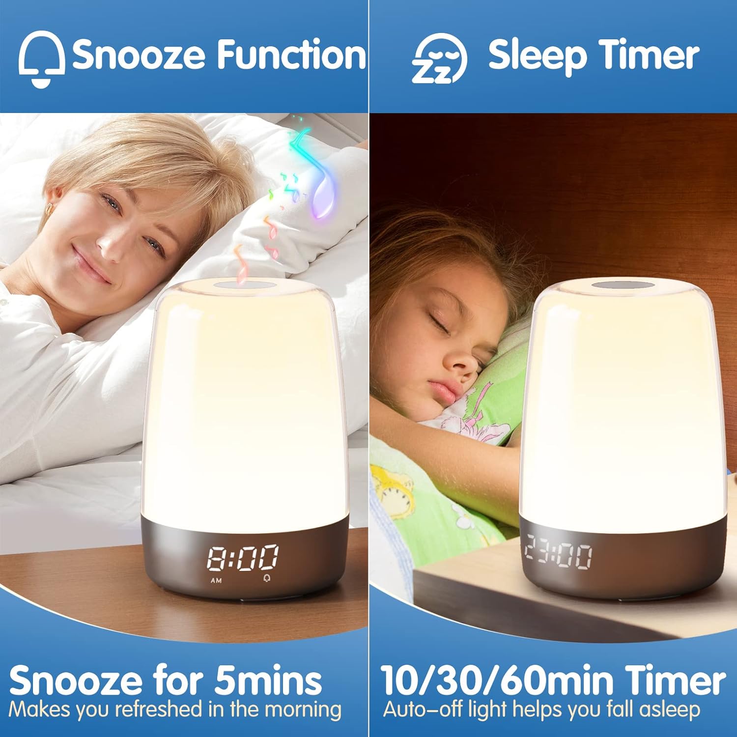 Golspark Sunrise Simulation Alarm Clock with 7 RGB Lights and Natural Sounds