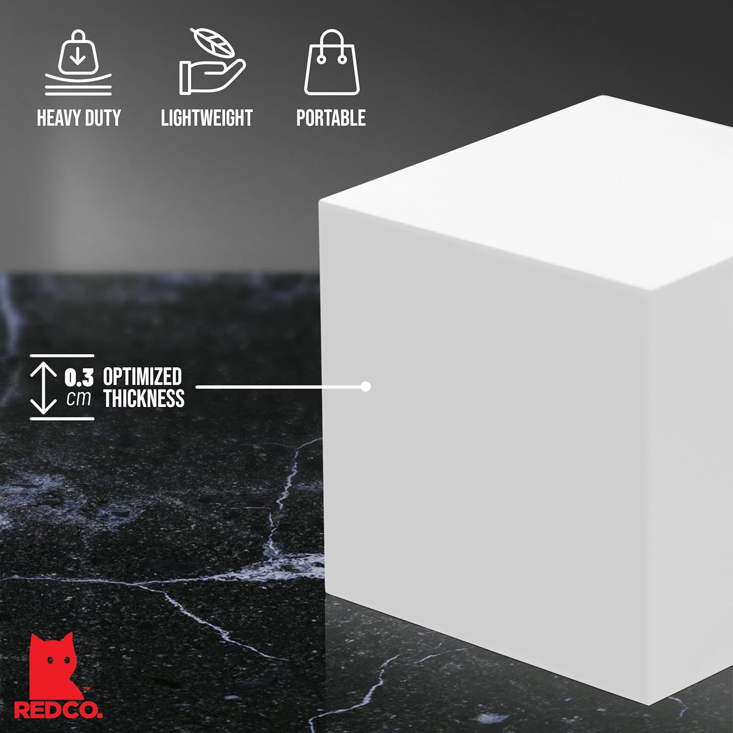Red Co Set of 2 Glossy White Acrylic Cube Display Riser Stands