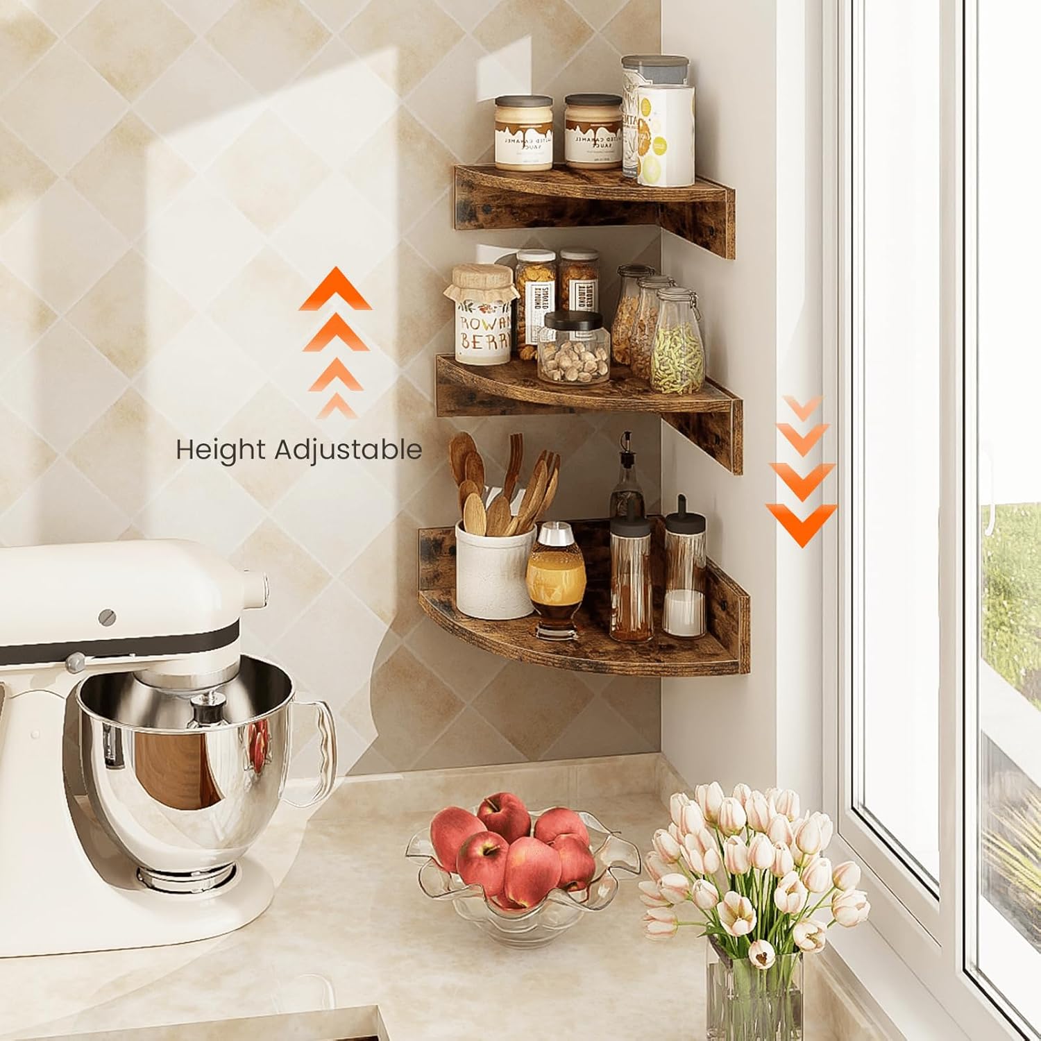 Homode 3 Tier Corner Shelf Wall Mount Set