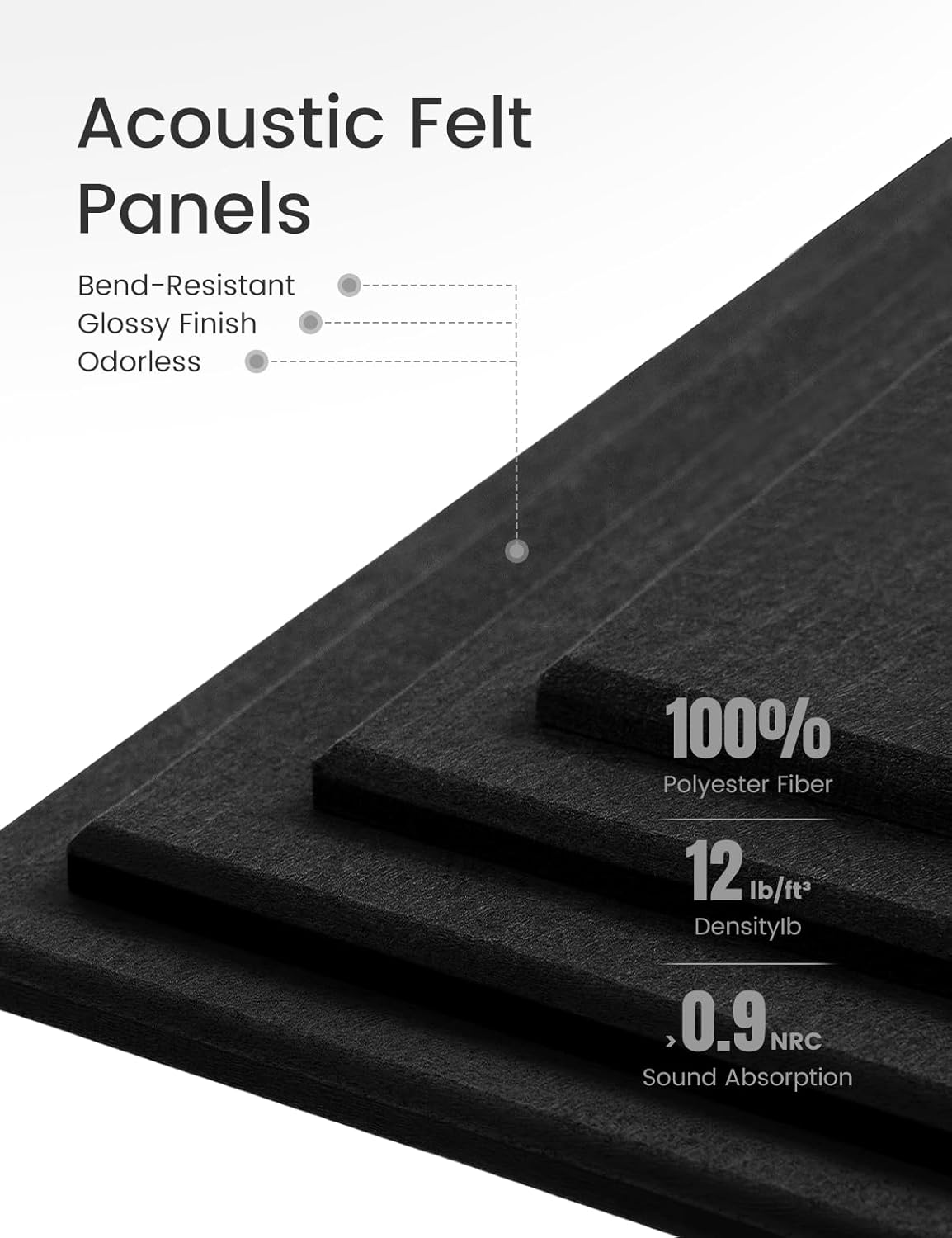Large Felt Bulletin Board 48x36 Black 6 Pack with 40 Adhesive Tabs