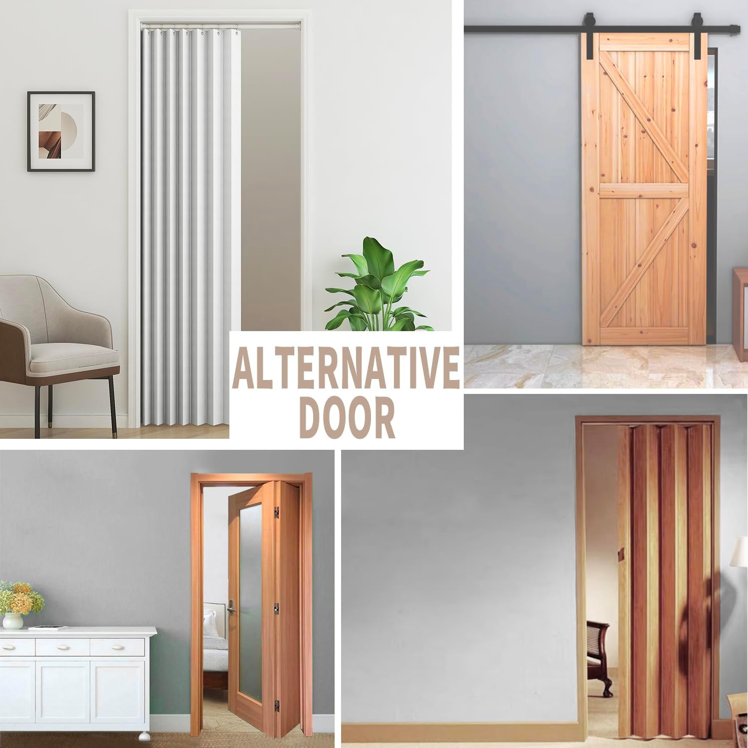 Vatge Accordion Door Curtain Panel with Tieback - Stone White