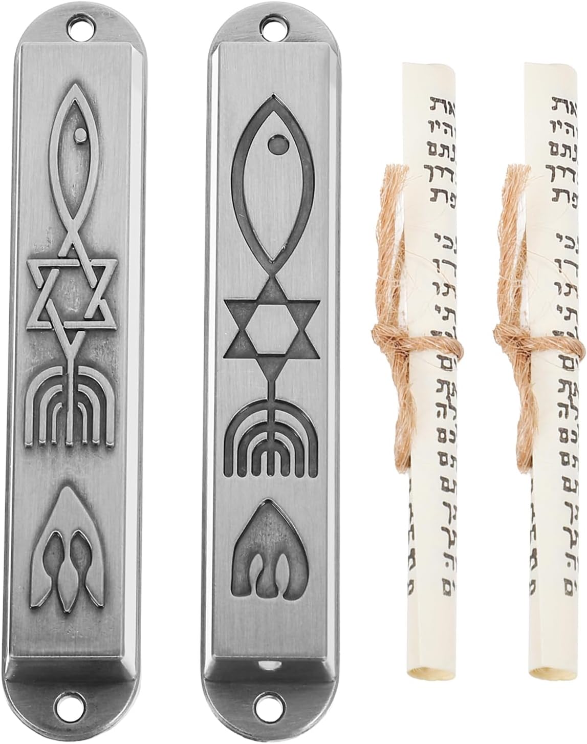 2pcs Pewter Mezuzah with Scroll for Door