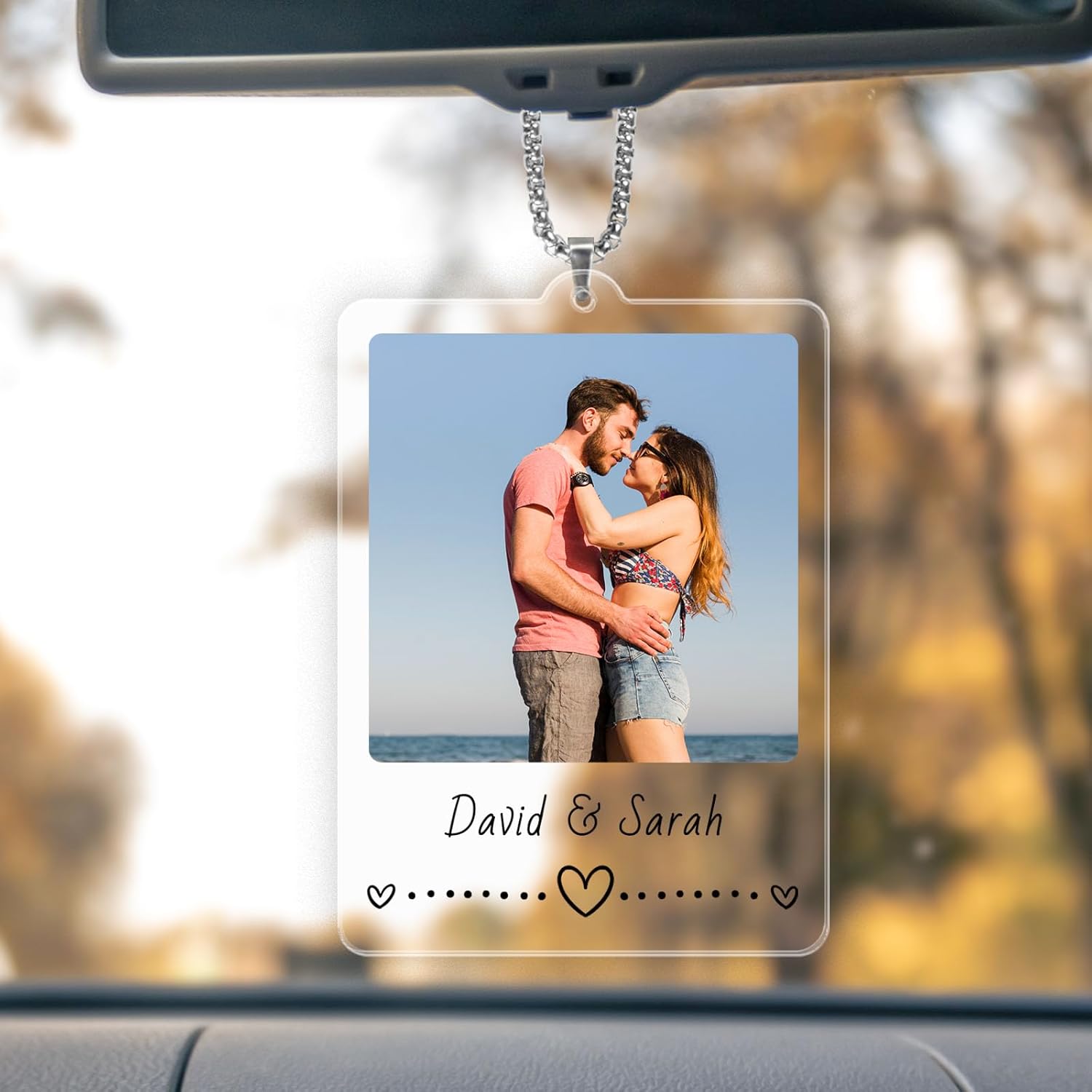 TEQUAN Custom Photo Car Charm - Personalized Rearview Mirror Decor