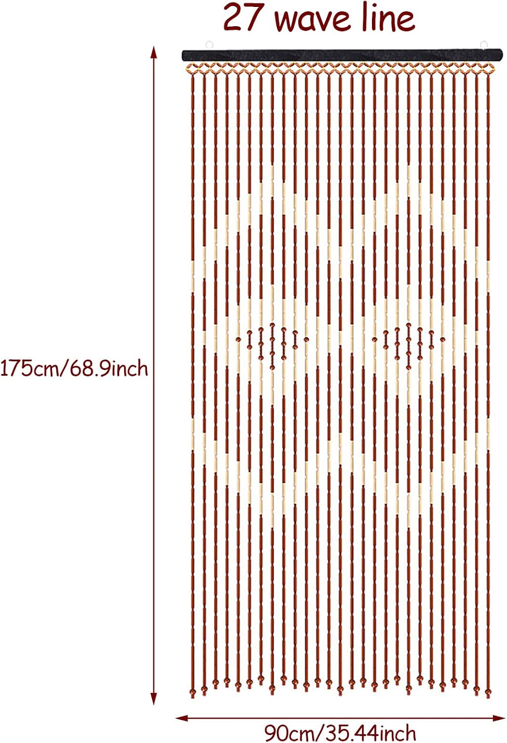 CNCEST Wooden Bead Curtain Panel 27 Lines