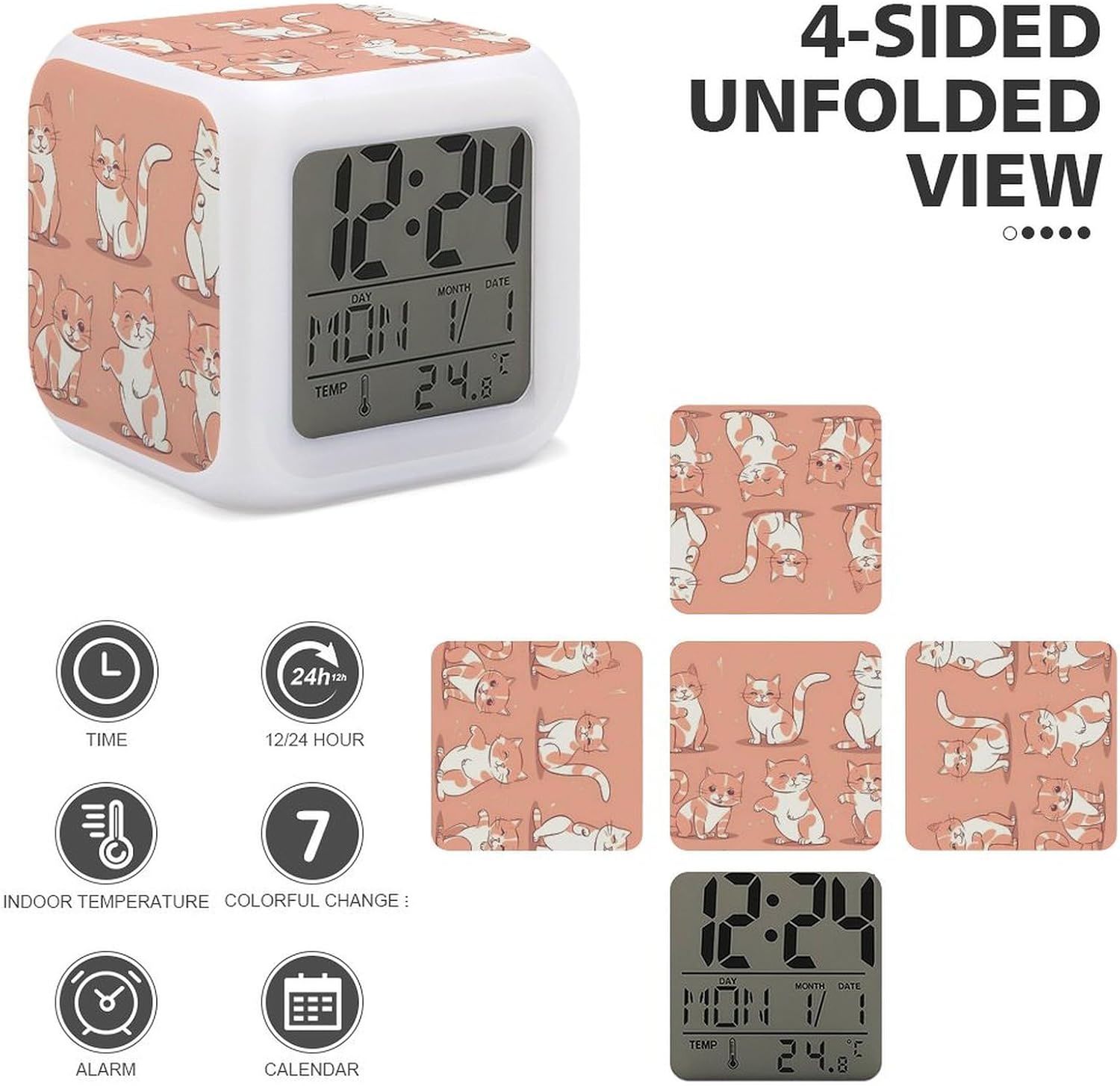 7 Color Changing Alarm Clock with LED Display