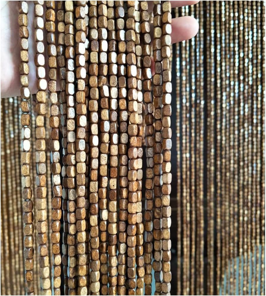 ZHOUXIAO Wood Beaded Curtain with Rods for Doorways