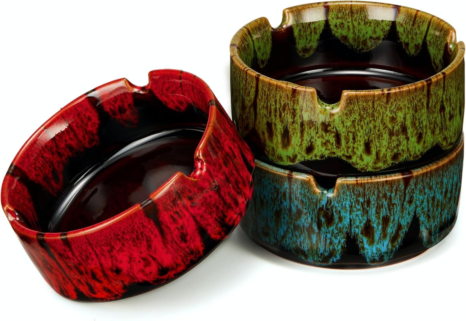 LamDawn Colored Ceramic Ashtrays 3 Pack